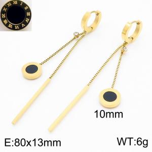 Tassel Long Roman Letter Titanium Steel Earrings - KE111092-MW