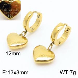 Fashionable titanium steel heart earrings - KE111093-MW