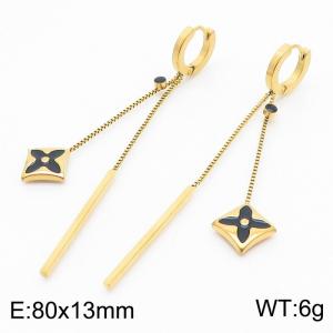 Tassel long floral titanium steel earrings - KE111094-MW