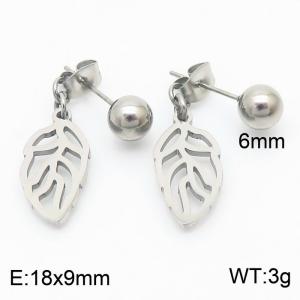 Personality Simple Earrings Stainless Steel Hollow Leaf Feather Earrings Fine Jewelry - KE111214-ZC