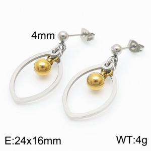 Exquisite Geometric Earrings Bead Stainless Steel Hollow Leaf Long Drop Earrings Wholesale Jewelry - KE111216-ZC