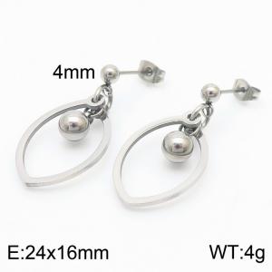 Exquisite Geometric Earrings Bead Stainless Steel Hollow Leaf Long Drop Earrings Wholesale Jewelry - KE111217-ZC