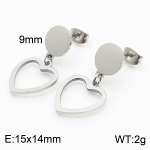 European and American fashion stainless steel creative hollow heart shaped pendant temperament silver earrings - KE111231-ZC