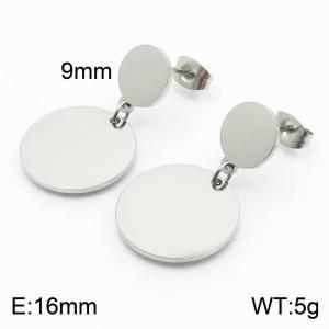 European and American fashion stainless steel creative circular pendant temperament silver earrings - KE111233-ZC