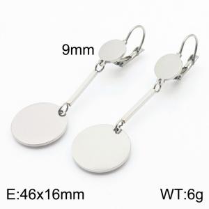 European and American fashion stainless steel tassel medium length creative circular pendant temperament silver earrings - KE111234-ZC
