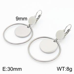 European and American fashion stainless steel creative hollow out circle clip small circular pendant temperament silver earrings - KE111262-ZC