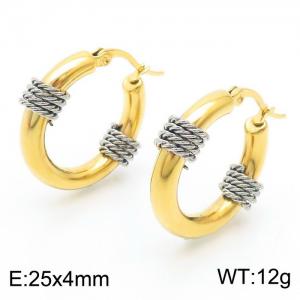 French Light Luxury Style Dual Color Stainless Steel Women's Earrings - KE111316-KFC