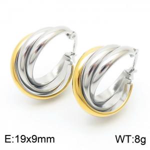 French Light Luxury Style Dual Color Stainless Steel Women's Earrings - KE111318-KFC