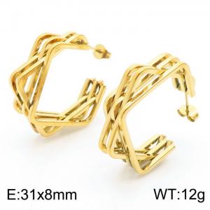 Retro 18K gold-plated polygonal titanium steel earrings - KE111364-KFC