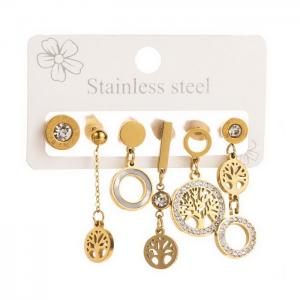 Stainless Steel Stone&Crystal Earring - KE111477-WGHH