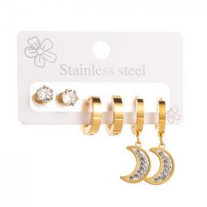 Stainless Steel Stone&Crystal Earring - KE111478-WGHH