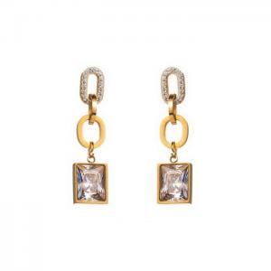 Stainless Steel Stone&Crystal Earring - KE111495-WGHH