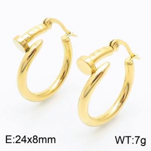 Circular nail Gold stainless steel ear buckle - KE111710-MS