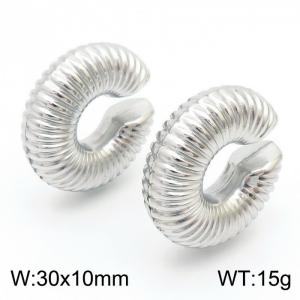 Stainless steel C-shaped earrings - KE111730-WGJD