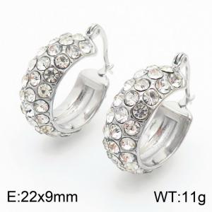 Woman Stainless Steel&Rhinestones Curved Closed Earrings - KE111811-KFC