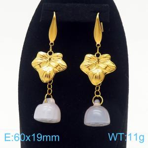 Creative 18k Gold Plated Stainless Steel Lotus Leaf Earrings Lotus Peng Earrings - KE112146-FA