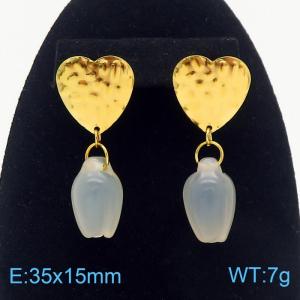 Simple 18k Gold Plated Stainless Steel Heart Earrings Creative Tulip Earrings - KE112147-FA