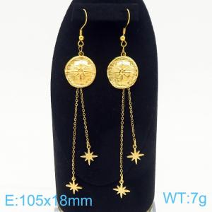 Popular Jewelry Star Earrings 18k Gold Plated Stainless Steel Tassel Long Earrings - KE112149-FA