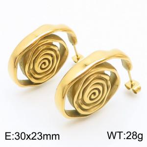 Fashion temperament, internet celebrity, niche design, titanium steel female spiral earrings - KE112161-WGJD