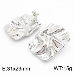 Stainless steel square pleated earrings - KE112167-WGJD