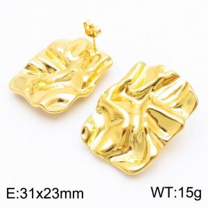 Stainless steel square pleated earrings - KE112168-WGJD