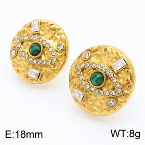 INS Style Fashion Stainless Steel Set with Malachite Devil's Eye Earrings - KE112176-WGJD