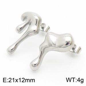 European and American Ins style stainless steel left and right style irregular creative earrings - KE112177-WGJD