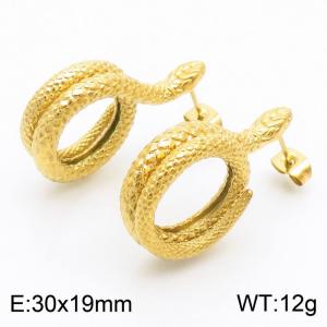 Advanced design stainless steel snake shaped earrings - KE112179-WGJD