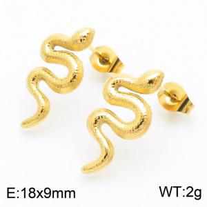 Personalized and fashionable stainless steel snake shaped earrings - KE112185-WGJD