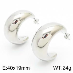 Simple and trendy stainless steel C-shaped earrings - KE112189-WGJD