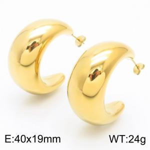 Simple and trendy stainless steel C-shaped earrings - KE112190-WGJD