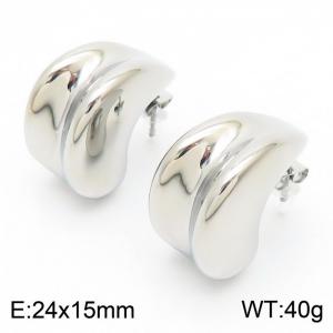 Simple and trendy stainless steel C-shaped earrings - KE112191-WGJD