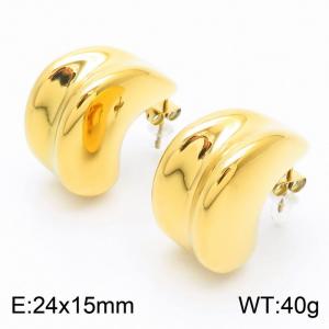 Simple and trendy stainless steel C-shaped earrings - KE112192-WGJD