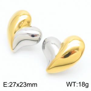 Fashionable and trendy stainless steel peach heart earrings - KE112196-WGJD