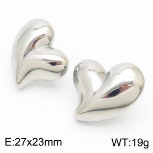 Fashionable and trendy stainless steel peach heart earrings - KE112197-WGJD