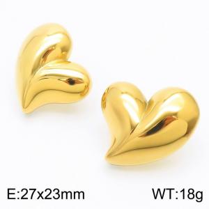 Fashionable and trendy stainless steel peach heart earrings - KE112198-WGJD