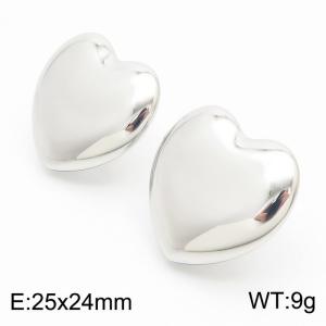 Fashionable and trendy stainless steel peach heart earrings - KE112199-WGJD