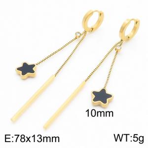 European and American fashion stainless steel star pendant long tassel with diamond temperament gold earrings - KE112245-MW