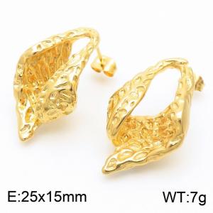 European and American fashion stainless steel creative pleated geometric women's charming gold earrings - KE112261-MZOZ