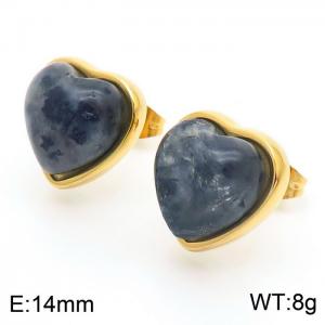 Retro vacuum gold plated agate stone stainless steel lady earrings - KE112293-Z