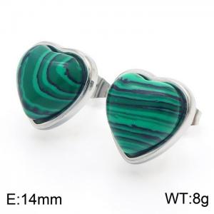 Retro synthetic malachite stainless steel lady earrings - KE112294-Z