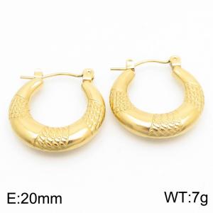 European and American fashion stainless steel creative geometric thick circle gold earrings - KE112454-KFC