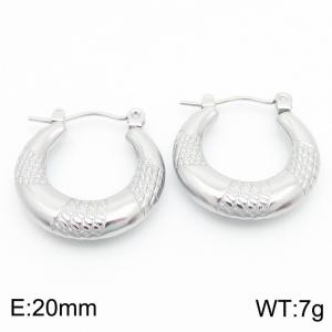 European and American fashion stainless steel creative geometric thick circle silver earrings - KE112456-KFC