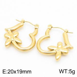 European and American fashion stainless steel creative butterfly heart-shaped temperament gold earrings - KE112457-KFC