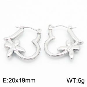 European and American fashion stainless steel creative butterfly heart-shaped temperament silver earrings - KE112459-KFC