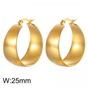 European and American fashion stainless steel widened curved circular women's high-end gold earrings - KE112500-WGMW