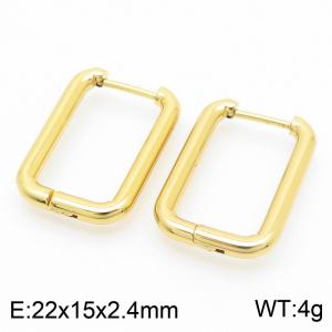 Square 22 * 2.4mm gold stainless steel ear buckle - KE112795-YN