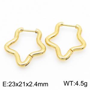 Five pointed star 23 * 2.4mm gold stainless steel ear buckle - KE112799-YN