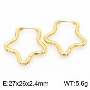 Five pointed star 27 * 2.4mm gold stainless steel ear buckle - KE112800-YN