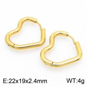 Heart shaped 22 * 2.4mm gold stainless steel ear buckle - KE112803-YN
